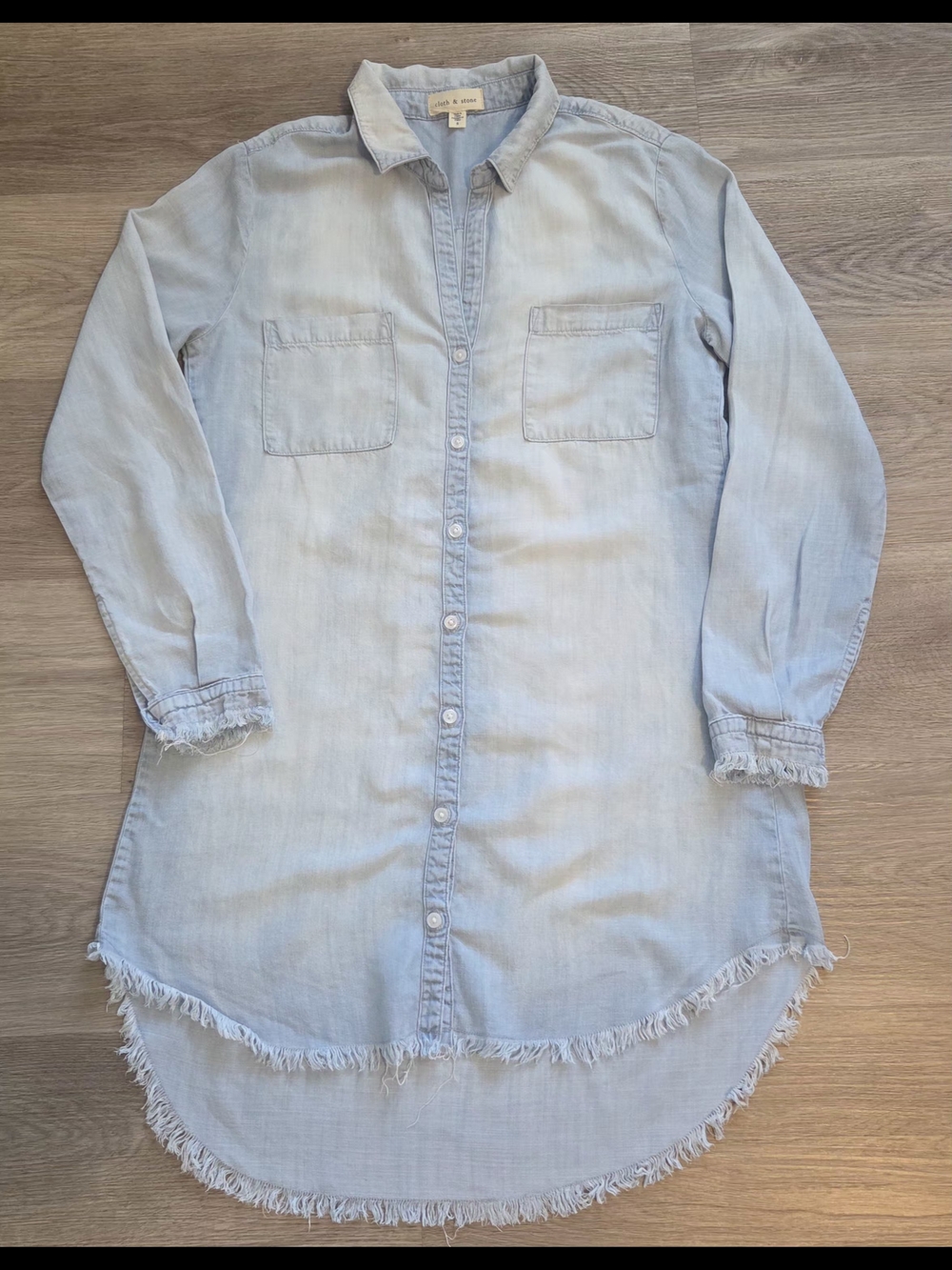 Cloth & Stone Frayed Shirt Dress Size SMALL - Picture 8 of 9
